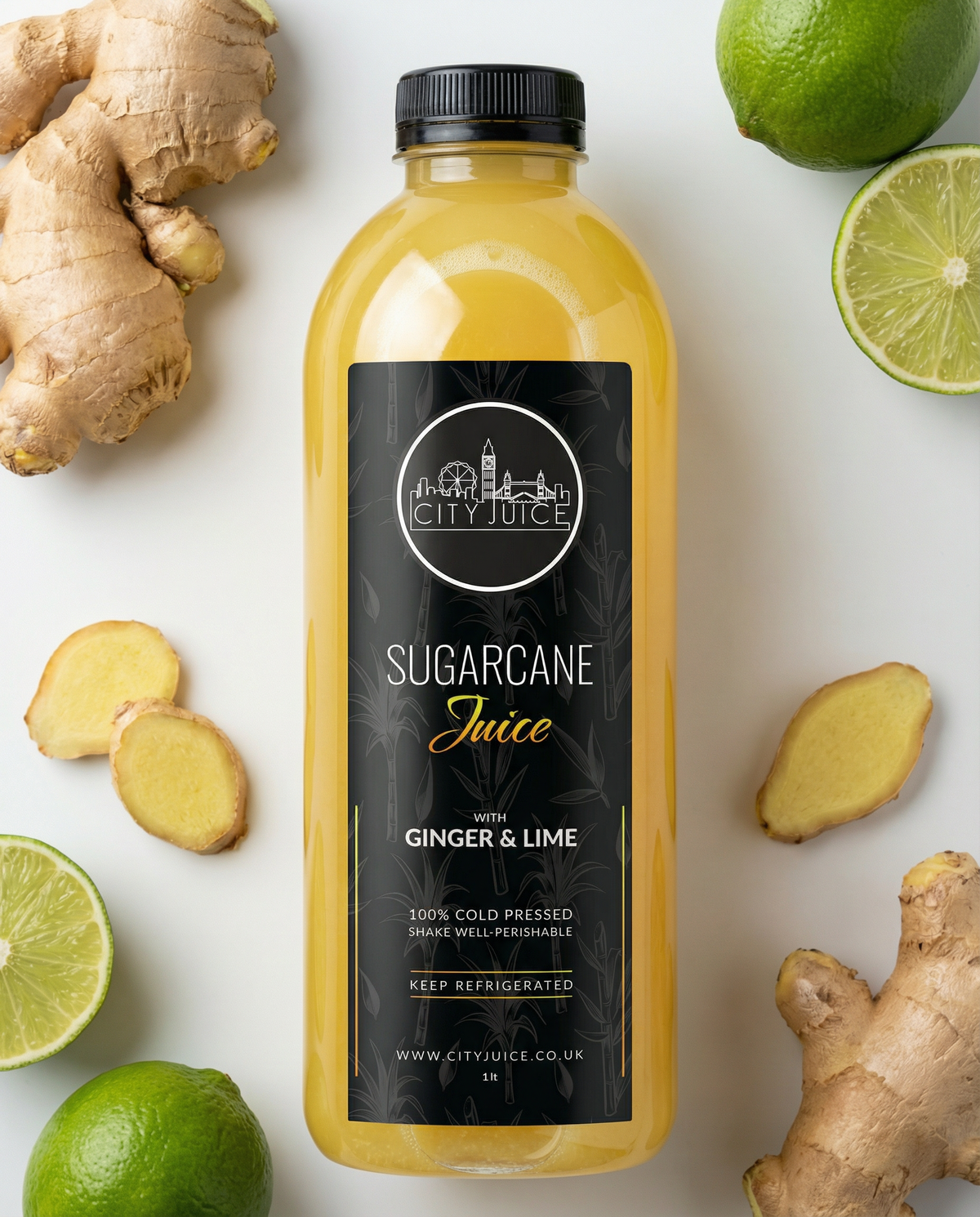 1 Litre Sugarcane Juice mixed with Ginger & Lime