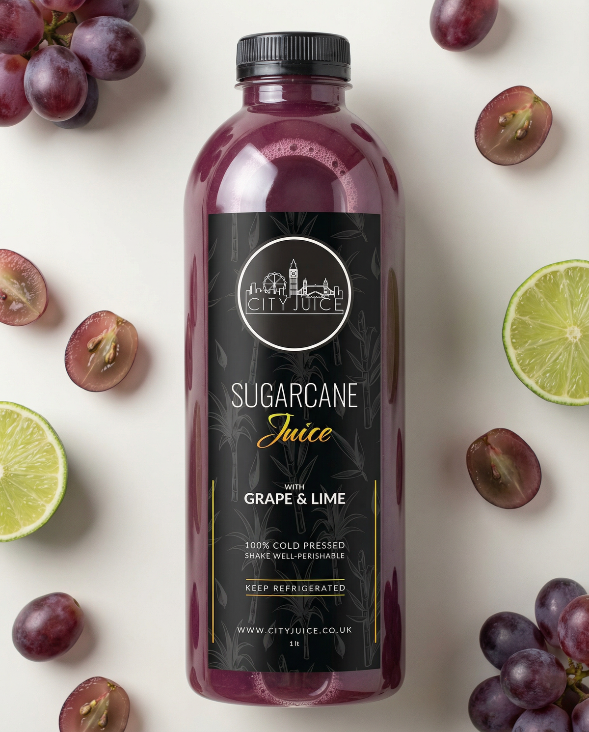 1 Litre Sugarcane mixed with Black Grape and Lime